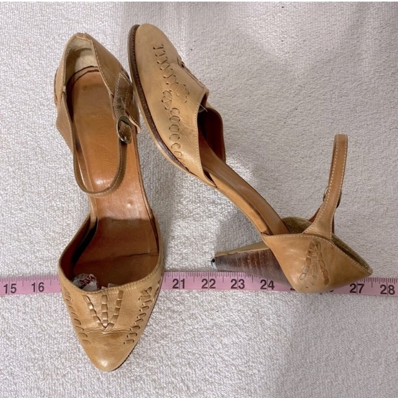 Vintage Made In Brazil Light Tan Leather Pointed Toe Heels 7.5 - Picture 15 of 16